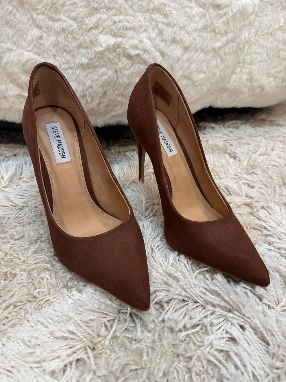Steve Madden Brown Suede Pointed-Toe Stiletto Pumps